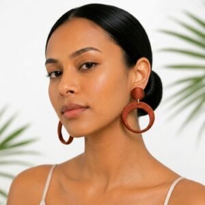 Terracotta Imperial large statement drop earrings modern textured lightweight jewelry