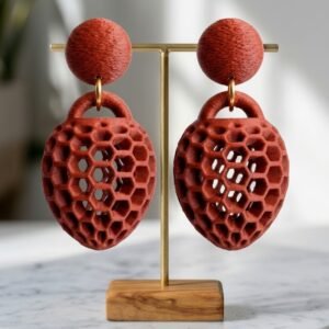 Honeycomb Terra – Lightweight Geometric Artisan Drop Earrings