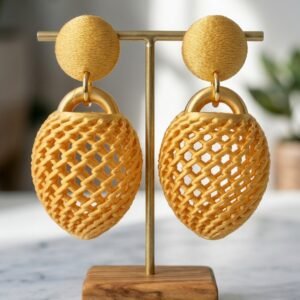 Woven Orbit – Geometric Artisan Drop Earrings