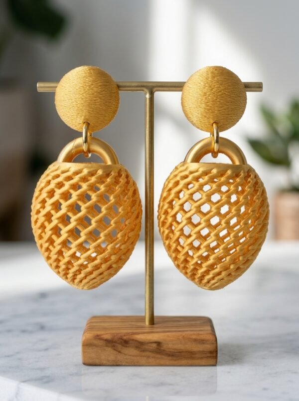 Woven Orbit – Geometric Artisan Drop Earrings