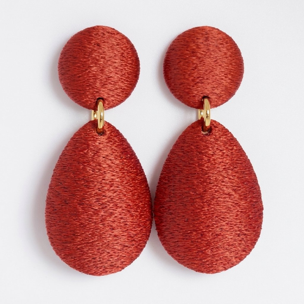 Golden mustard Voluté statement drop earrings lightweight textured modern jewelry
