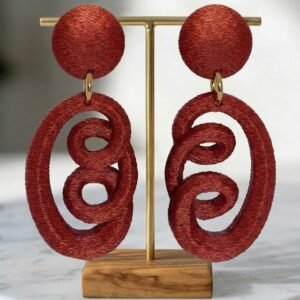 Fusion Statement Earrings – Large Terracotta Sculptural Drop Earrings - Image 2
