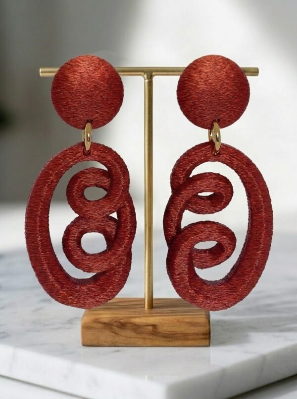 Fusion Statement Earrings – Large Terracotta Sculptural Drop Earrings