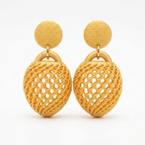 Woven Orbit – Geometric Artisan Drop Earrings - Image 2