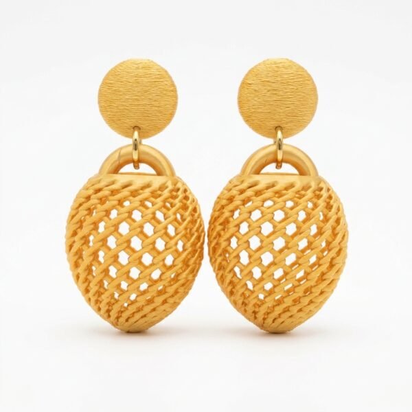 Woven Orbit – Geometric Artisan Drop Earrings
