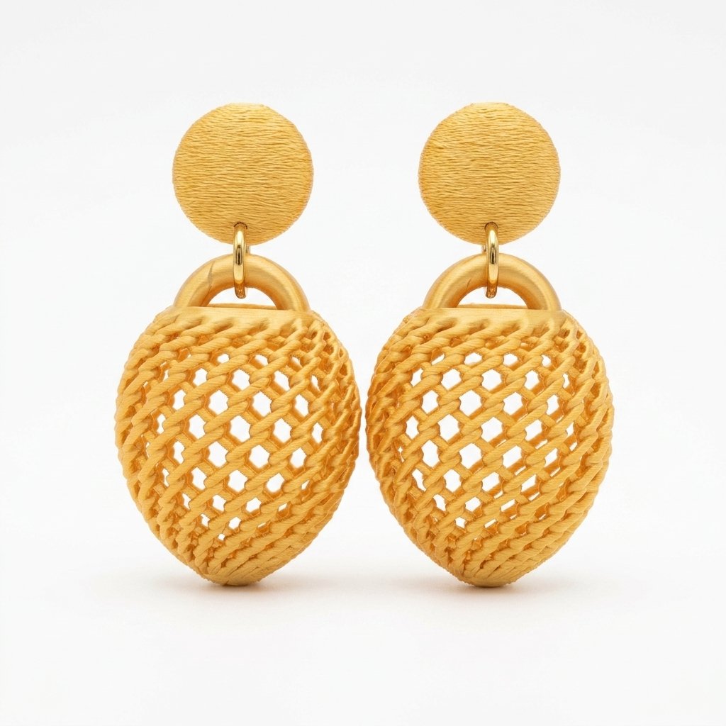 Woven Orbit – Geometric Artisan Drop Earrings - Image 2