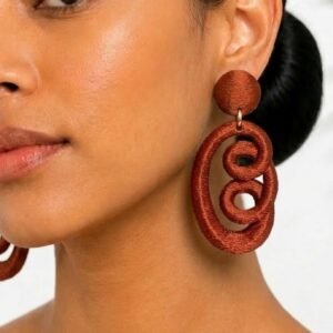 Terracotta fusion statement earrings sculptural textured bold lightweight jewelry.
