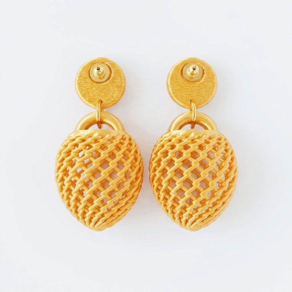 Woven Orbit – Geometric Artisan Drop Earrings - Image 3