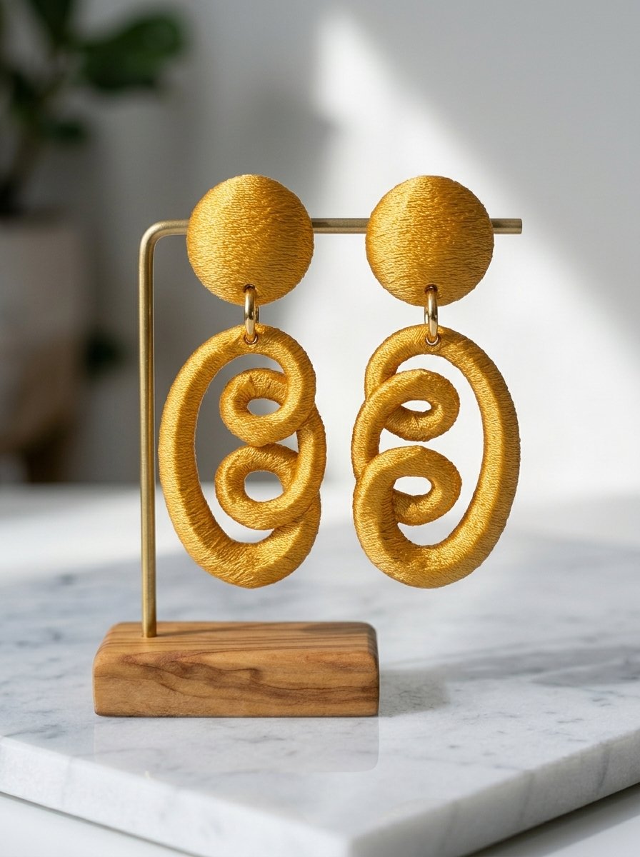 Fusion Statement Earrings – Large Terracotta Sculptural Drop Earrings - Image 1