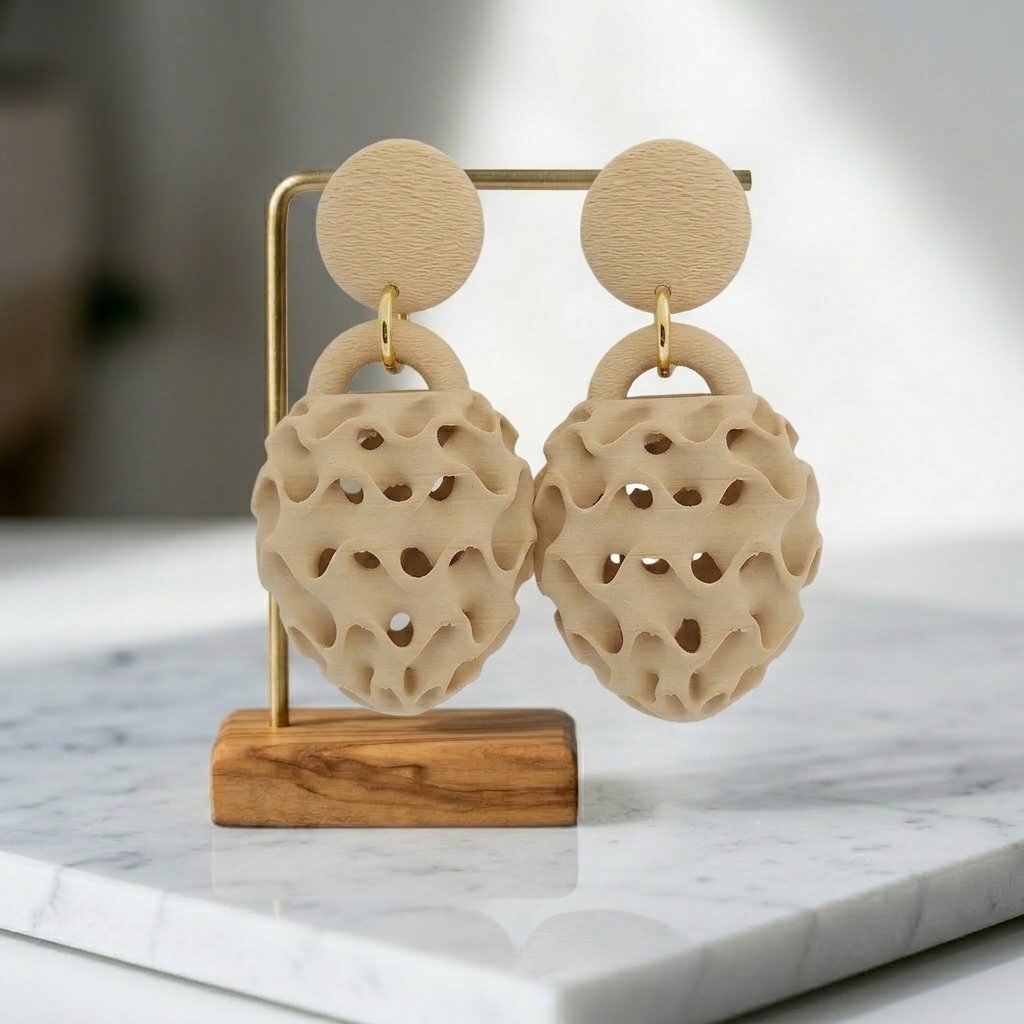 Organic Flow – Sculptural Artisan Drop Earrings - Image 2